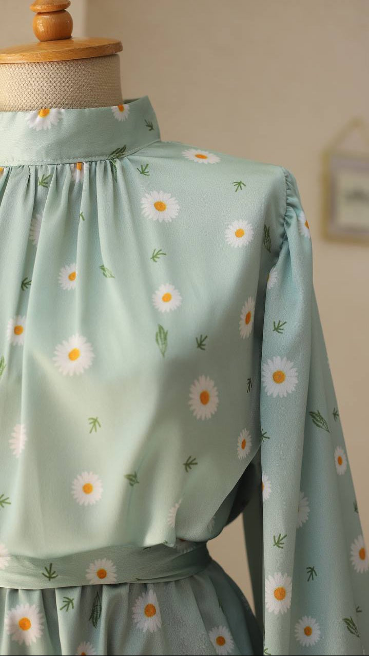green emerald velvet dress Blossom Paradise Empire Dress In Green